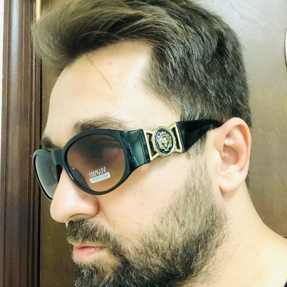 Men Sunglasses Gold Accent Designer Fashion Shades Hip Hop Street Wear Brown New